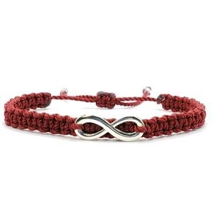 Infinity bracelet, beautiful burgundy cord bracelet, adjustable